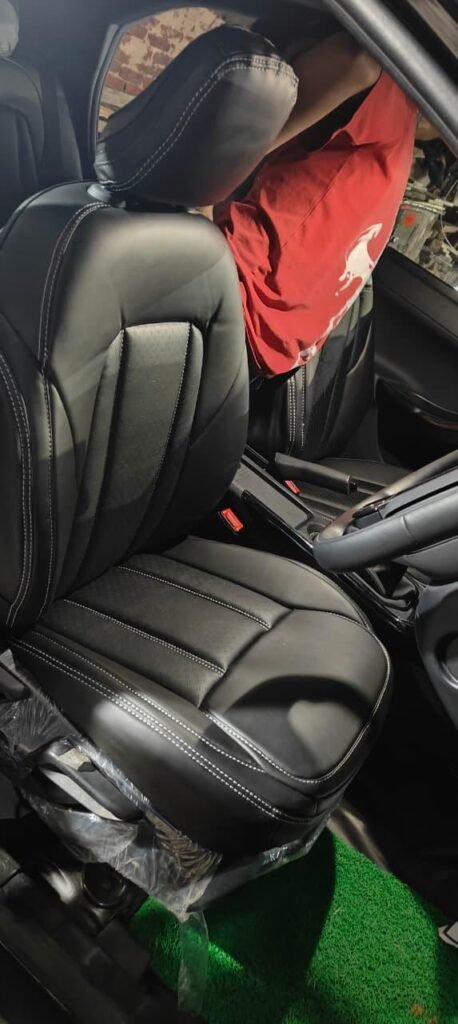 "Close-up shot of the high-quality diamond-quilted stitching on Perfect Premium Car Seat Covers, showcasing the durable craftsmanship and elegant design."